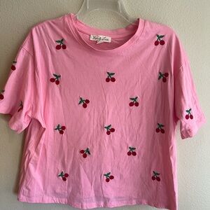 Vine & Love Pink Tee with Cherry Motif